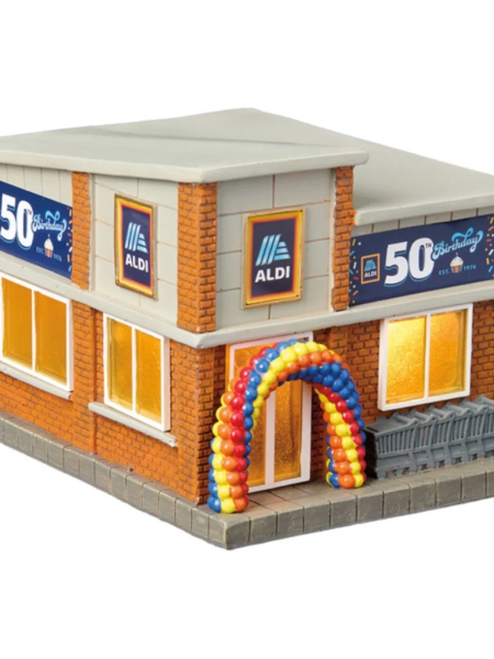 The Aldi 50th Birthday Store Model, NWT, lit windows, built in timer collectible
